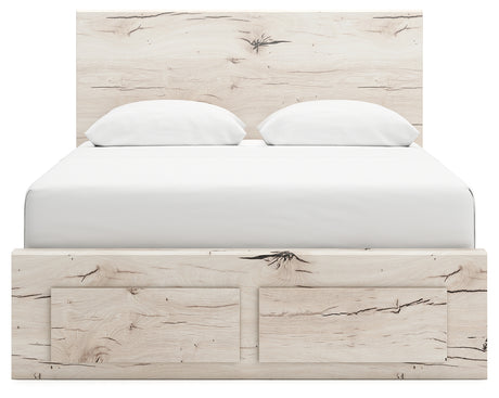 Lawroy Queen Panel Storage Bed with 2 Nightstands in Light Natural from Ashley - Luna Furniture