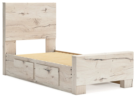 Lawroy Light Natural Twin Panel Bed with Dresser and 2 Nightstands from Ashley - Luna Furniture