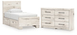 Lawroy Light Natural Twin Panel Bed with Dresser from Ashley - Luna Furniture