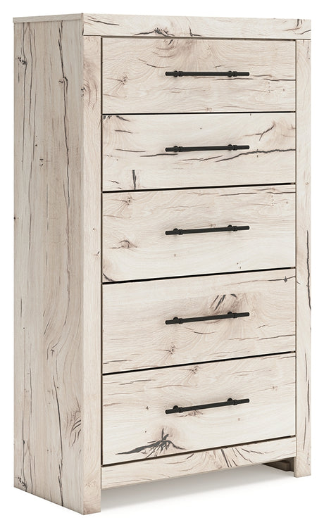 Lawroy Light Natural Twin Panel Bed with Mirrored Dresser, Chest and 2 Nightstands from Ashley - Luna Furniture