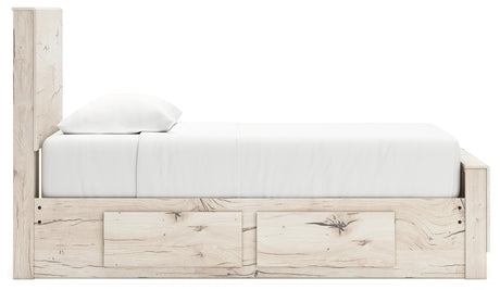 Lawroy Light Natural Twin Panel Bed with Mirrored Dresser, Chest and 2 Nightstands from Ashley - Luna Furniture