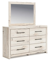 Lawroy Twin Panel Bed with Mirrored Dresser, Chest and Nightstand in Light Natural from Ashley - Luna Furniture