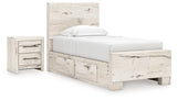 Lawroy Twin Panel Bed with Nightstand in Light Natural from Ashley - Luna Furniture