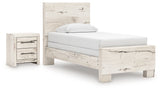 Lawroy Twin Panel Bed with Nightstand in Light Natural from Ashley - Luna Furniture