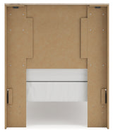 Lawroy Twin Panel Headboard with Mirrored Dresser and Chest in Light Natural from Ashley - Luna Furniture