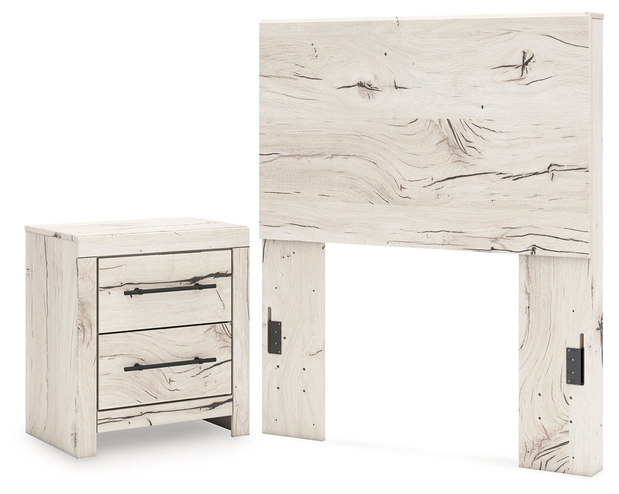 Lawroy Twin Panel Headboard with Nightstand in Light Natural from Ashley - Luna Furniture