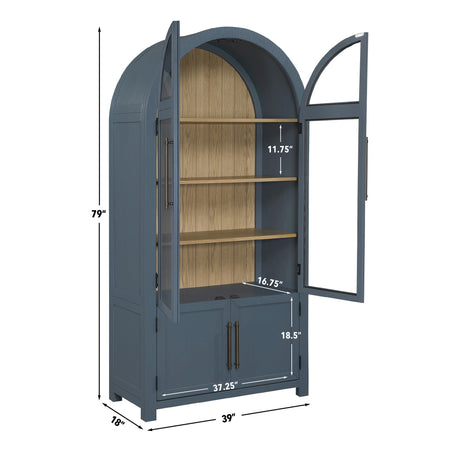 Magnolia Dusty Blue Curio with Weathered Sand Interior from Steve Silver - Luna Furniture