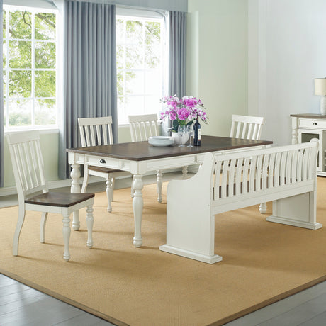 Joanna 6 Piece Bench Dining Set(Table, Bench with Back & 4 Side Chairs) from Steve Silver - Luna Furniture