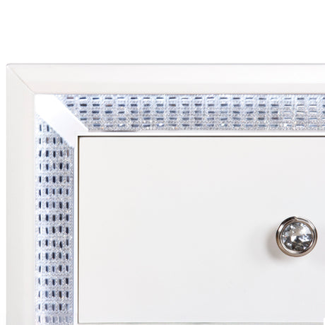 Cassie Illuminating Glam Nightstand, Shimmering Pearl Finish from Steve Silver - Luna Furniture