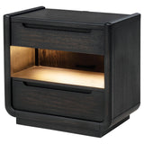 Leandro Burnished Black 2-Drawer LED Nightstand with USB from Coaster - Luna Furniture