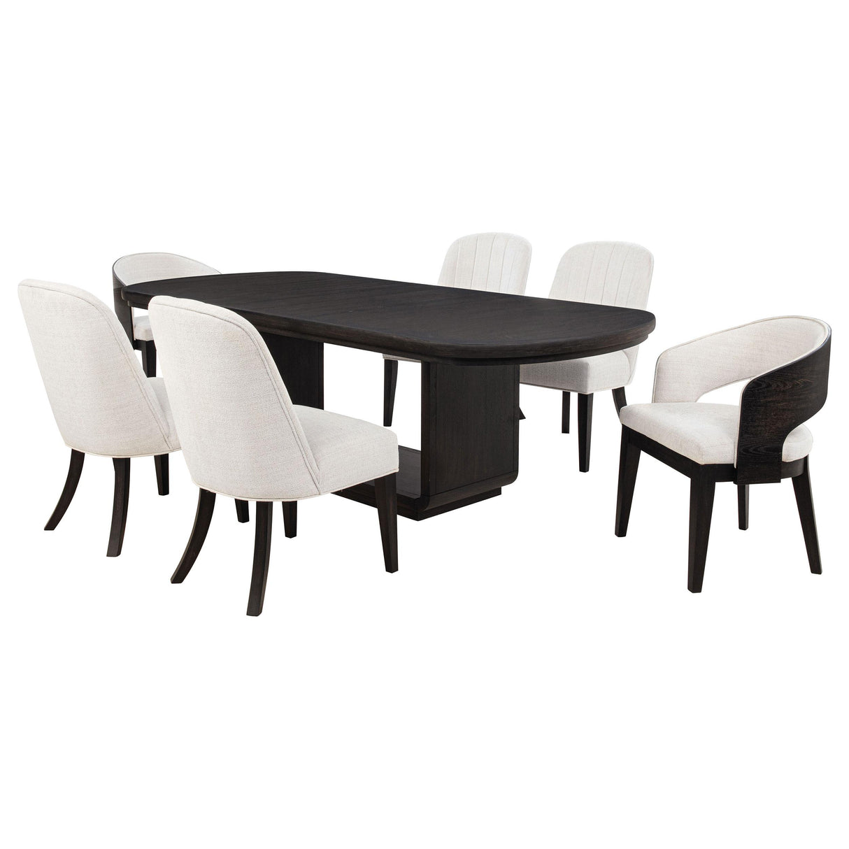 Leandro Burnished Black/Cream 7-Piece Rectangular Dining Table Set from Coaster - Luna Furniture