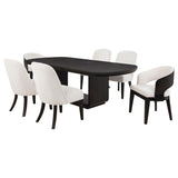 Leandro Burnished Black/Cream 7-Piece Rectangular Dining Table Set from Coaster - Luna Furniture