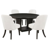 Leandro Burnished Black/Cream 5-Piece Round Dining Table Set from Coaster - Luna Furniture