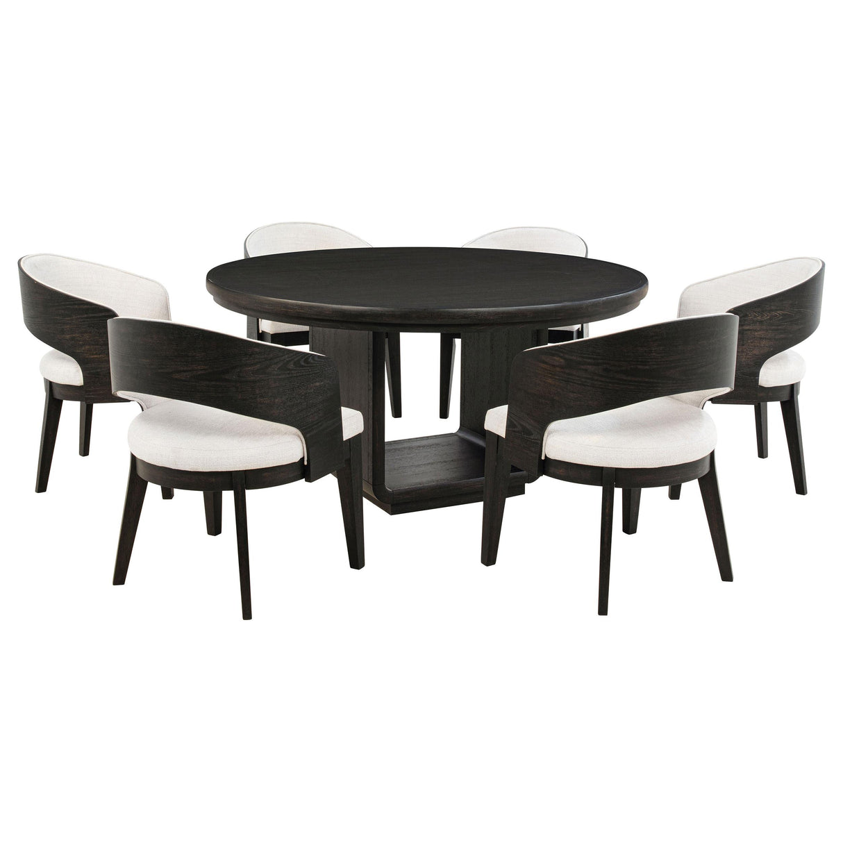 Leandro Burnished Black 7-Piece Round Dining Table Set from Coaster - Luna Furniture