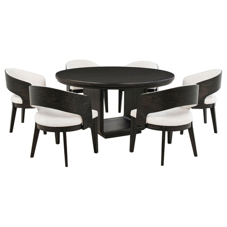 Leandro Burnished Black 7-Piece Round Dining Table Set from Coaster - Luna Furniture