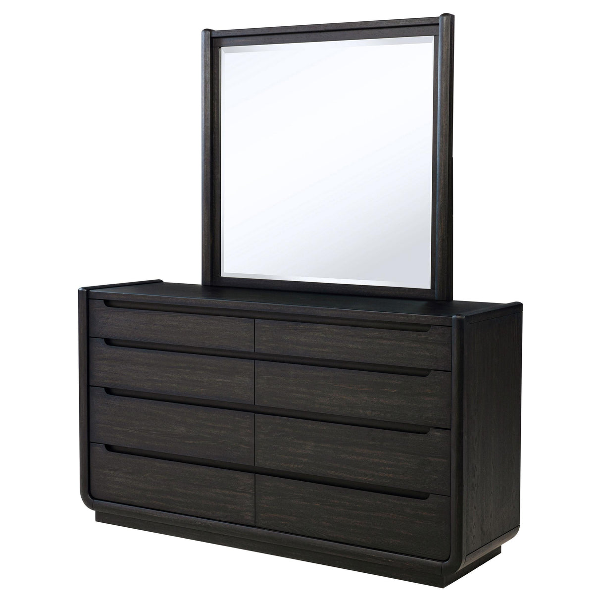 Leandro Burnished Black 8-Drawer Bedroom Dresser with Mirror from Coaster - Luna Furniture