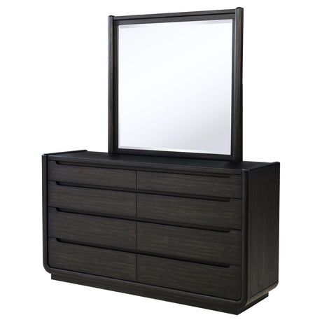 Leandro Burnished Black 8-Drawer Bedroom Dresser with Mirror from Coaster - Luna Furniture