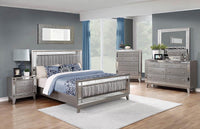 Leighton Metallic Mercury Upholstered Panel Bedroom Set