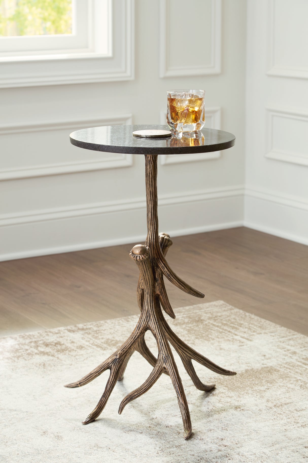 Lemkins Black/Antique Gold Finish Accent Table from Ashley - Luna Furniture