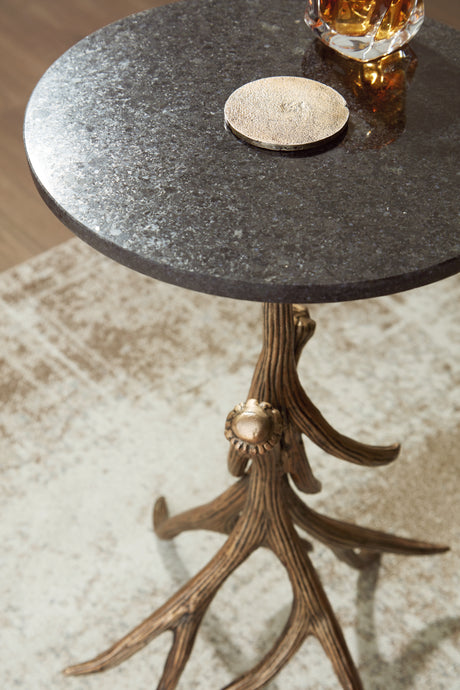 Lemkins Black/Antique Gold Finish Accent Table from Ashley - Luna Furniture