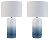 Lemrich 2-Piece Table Lamp Set in White/Teal from Ashley - Luna Furniture