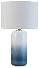 Lemrich 2-Piece Table Lamp Set in White/Teal from Ashley - Luna Furniture