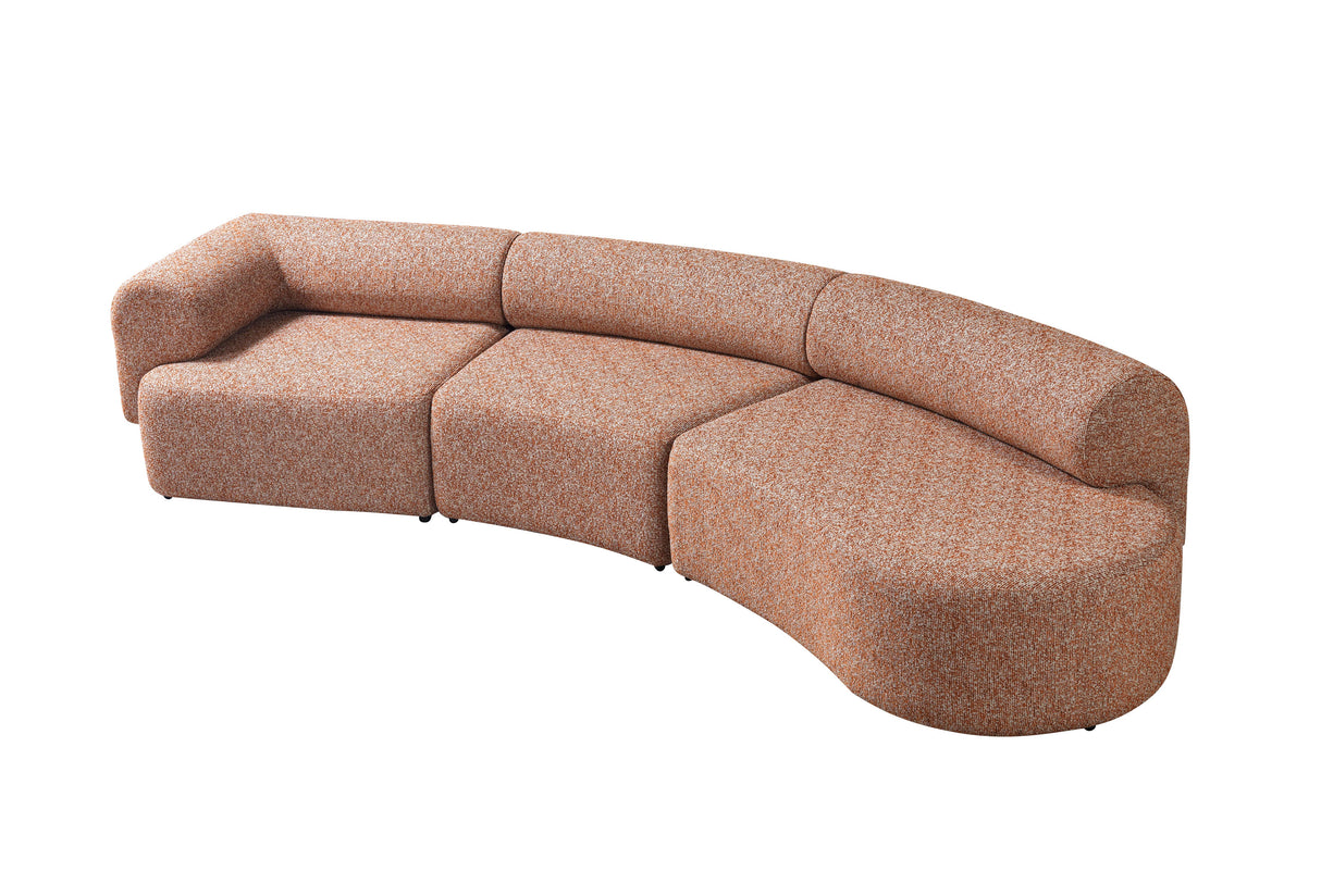 Lena Orange Boucle 3-Piece Curved Sectional from Nova Furniture - Luna Furniture
