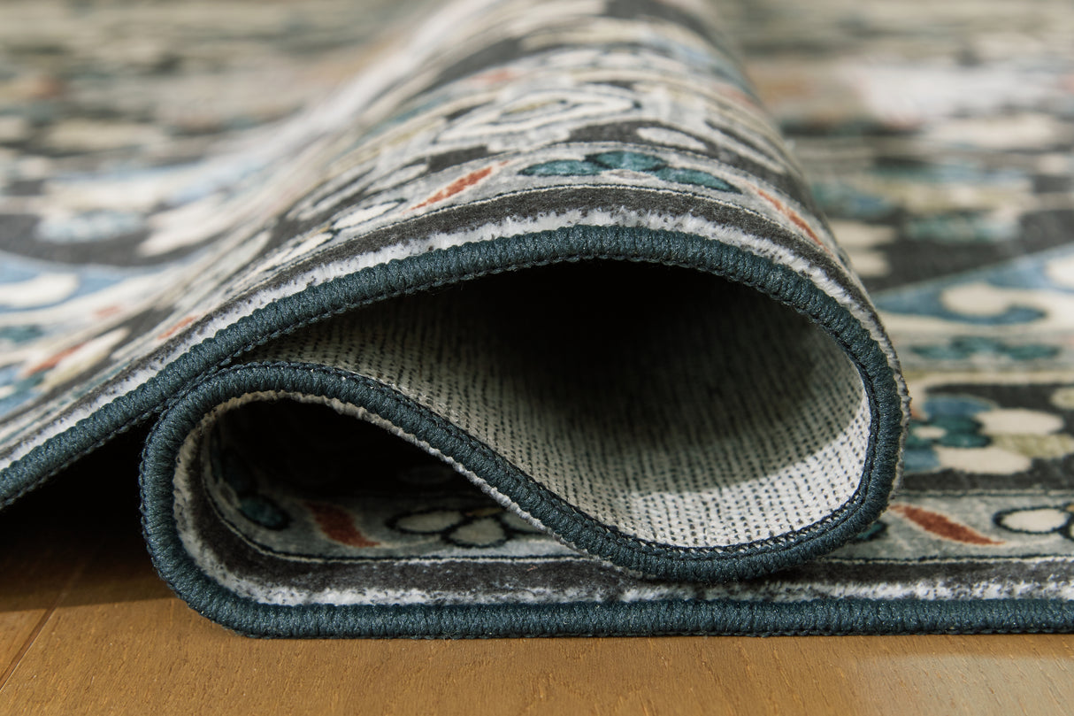 Leningston Black/Cream/Blue Washable Large Rug from Ashley - Luna Furniture
