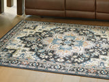 Leningston Black/Cream/Blue Washable Medium Rug from Ashley - Luna Furniture