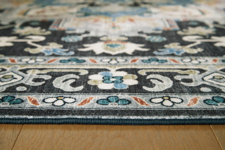 Leningston Black/Cream/Blue Washable Medium Rug from Ashley - Luna Furniture