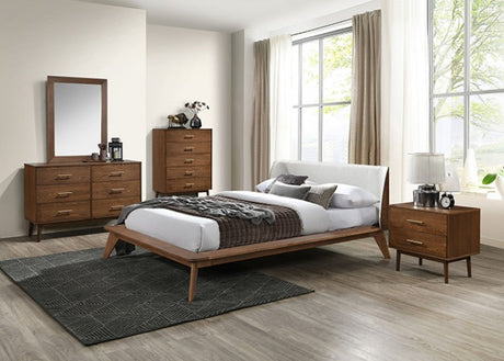 Lenzburg Walnut/Beige 5-Piece Queen Bedroom Set from Furniture of America - Luna Furniture