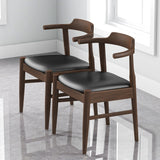 Leon Mid-Century Modern Leather Dining Chair (Set of 2) from Ashcroft Furniture - Luna Furniture