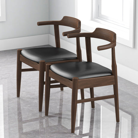 Leon Mid-Century Modern Leather Dining Chair (Set of 2) from Ashcroft Furniture - Luna Furniture