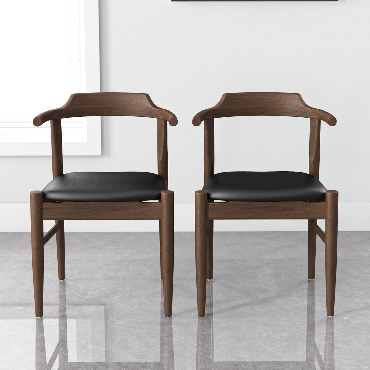 Leon Mid-Century Modern Leather Dining Chair (Set of 2) from Ashcroft Furniture - Luna Furniture
