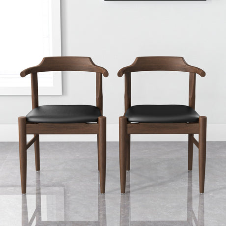 Leon Mid-Century Modern Leather Dining Chair (Set of 2) from Ashcroft Furniture - Luna Furniture