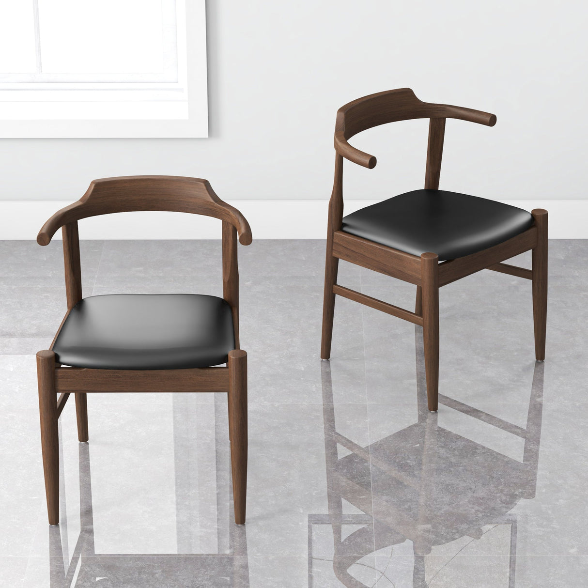 Leon Mid-Century Modern Leather Dining Chair (Set of 2) from Ashcroft Furniture - Luna Furniture
