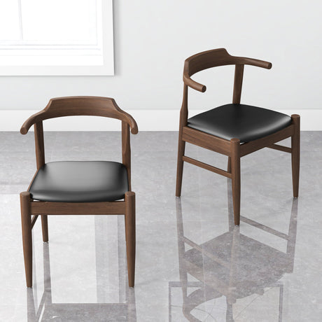 Leon Mid-Century Modern Leather Dining Chair (Set of 2) from Ashcroft Furniture - Luna Furniture