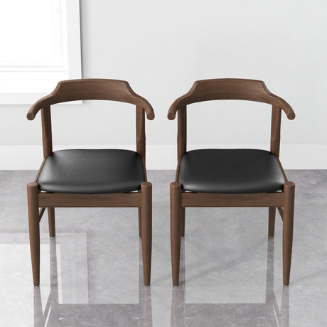 Leon Mid-Century Modern Leather Dining Chair (Set of 2) from Ashcroft Furniture - Luna Furniture