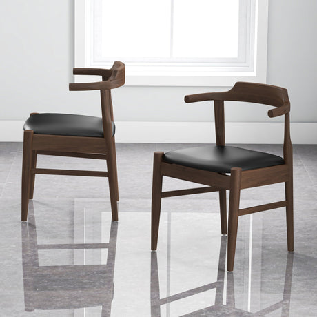 Leon Mid-Century Modern Leather Dining Chair (Set of 2) from Ashcroft Furniture - Luna Furniture