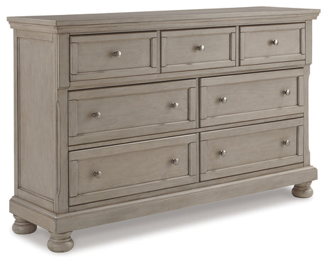 Lettner Light Gray King Panel Bed with Dresser from Ashley Furniture - Luna Furniture