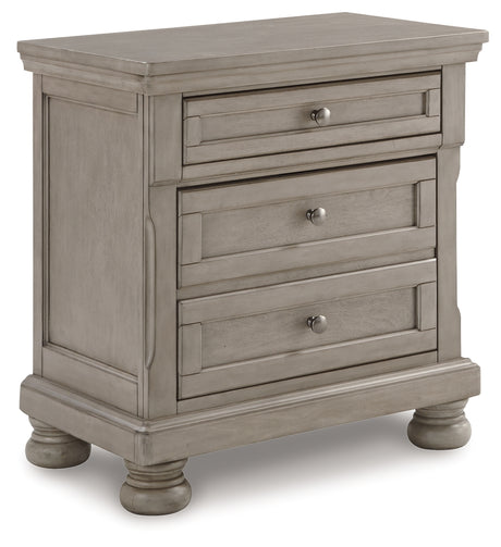 Lettner Light Gray King Panel Bed with Mirrored Dresser and 2 Nightstands from Ashley Furniture - Luna Furniture