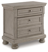 Lettner Light Gray King Sleigh Bed with 2 Storage Drawers with Mirrored Dresser, Chest and Nightstand from Ashley Furniture - Luna Furniture