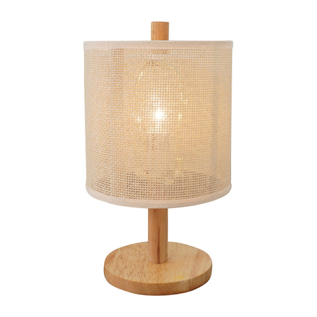 Levio Table Lamp, Natural Oak Wooden Base with Linen Shade from Ashcroft Furniture - Luna Furniture