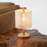 Levio Table Lamp, Natural Oak Wooden Base with Linen Shade from Ashcroft Furniture - Luna Furniture