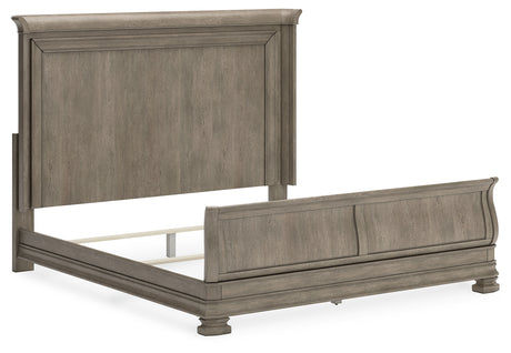 Lexorne California King Sleigh Bed with Mirrored Dresser in Gray from Ashley - Luna Furniture