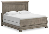 Lexorne King Sleigh Bed with Mirrored Dresser and 2 Nightstands in Gray from Ashley - Luna Furniture