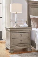 Lexorne King Sleigh Bed with Mirrored Dresser and 2 Nightstands in Gray from Ashley - Luna Furniture