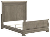 Lexorne Queen Sleigh Bed with Mirrored Dresser and 2 Nightstands in Gray from Ashley - Luna Furniture