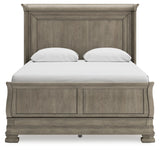 Lexorne Queen Sleigh Bed with Mirrored Dresser and 2 Nightstands in Gray from Ashley - Luna Furniture