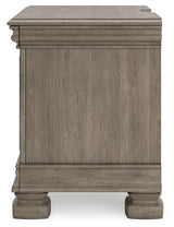 Lexorne Queen Sleigh Bed with Mirrored Dresser and 2 Nightstands in Gray from Ashley - Luna Furniture